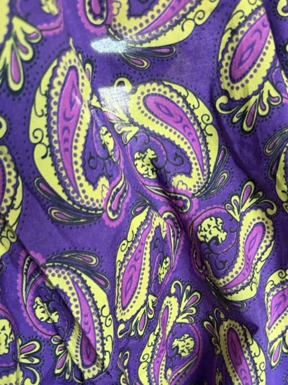 Designer Hawes & Curtis London Purple Paisley print collar Button Down blouse 2